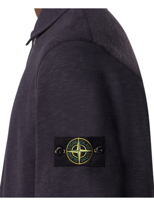 Polo da uomo in cotone pesante, garzato , manica lunga, color inchiostro STONE ISLAND | 6100054S0238V0026