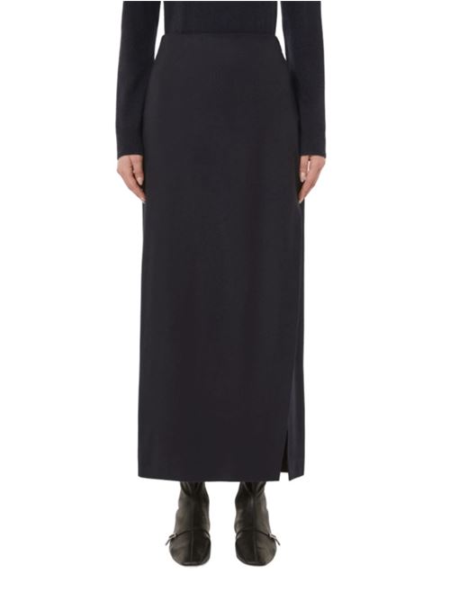 Gonna in pura lana, longuette, a portafoglio, colore blu. MAX MARA STUDIO | 6106035206022