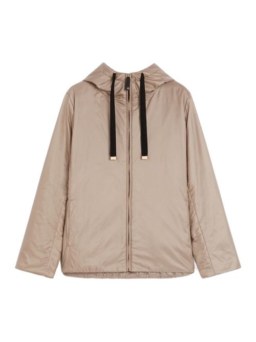 Giacca da donna imbottita con cappuccio in tela antigoccia, color tortora MAX MARA THE CUBE | GIACCONI E GIUBBOTTI | 9486025406026