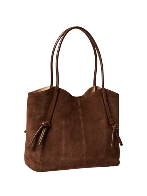 Borsa da donna in pelle scamosciata, shopper, manici in pelle, colore coffee. TWINSET | 252TD835000203