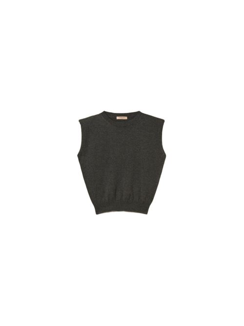 Top da donna in misto viscosa, maniche ad aletta, colore grigio. TWINSET | 252TF303112840