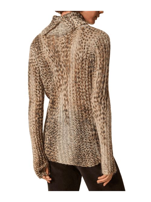 Maglia in misto lana e lurex , dolcevita, stampa animalier all-over nei toni di marrone. TWINSET | 252TT349013041