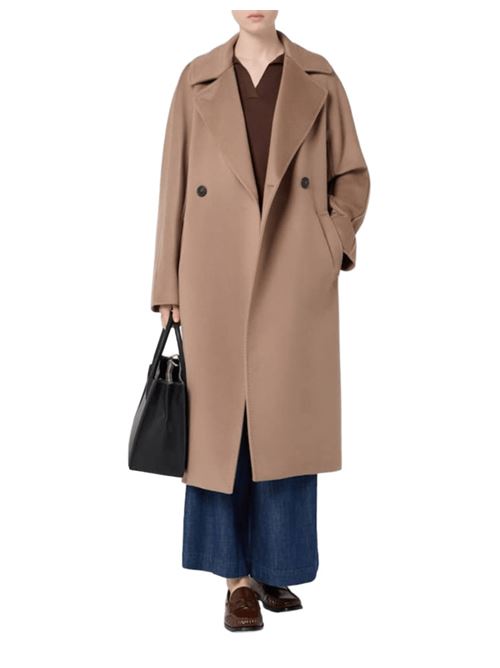 Cappotto da donna midi in pura lana, sartoriale, con cintura abbinata da annodare vita, colore marron glacé WEEKEND MAX MARA | 5016105206014