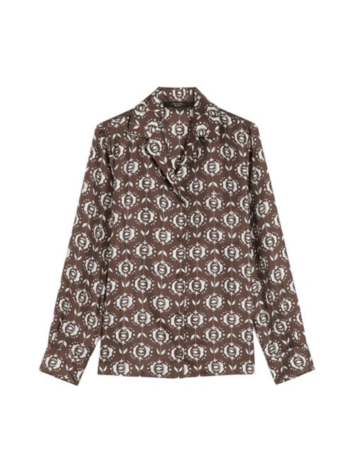 Camicia da donna in pura seta, stile pigiama, fantasia all-over sullo sfondo marrone WEEKEND MAX MARA | 5116065106001