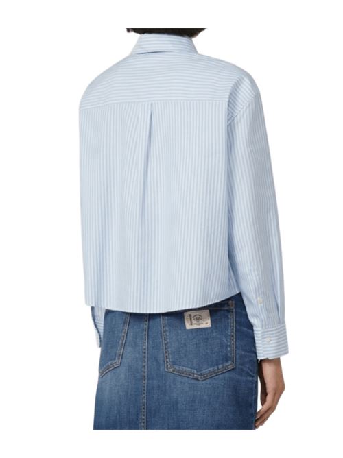 Camicia classica da donna dalla linea dritta in puro cotone a righe, bianco/azzurro WEEKEND MAX MARA | 5116115106007