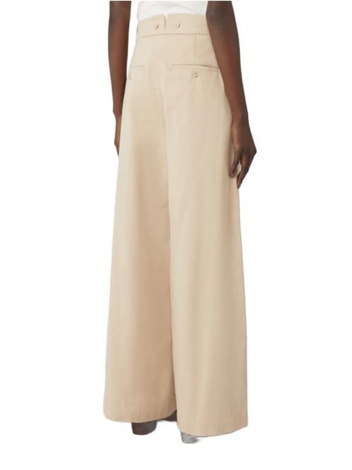 Pantalone da donna in puro cotone decorato da bottoni i in vita e piccolo taglio a V al centro sul retro, color beige WEEKEND MAX MARA | 5136105106001