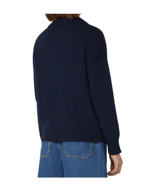 Polo da donna in puro cotone a maniche lunghe, colore blu WEEKEND MAX MARA | 5366165106006