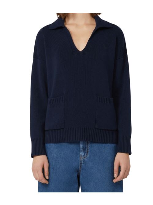Polo da donna in puro cotone a maniche lunghe, colore blu WEEKEND MAX MARA | 5366165106006
