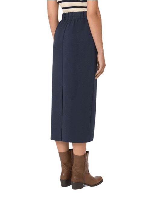 Gonna lunga in jersey di cotone con motivo di tagli , colore blu WEEKEND MAX MARA | 5776015106004