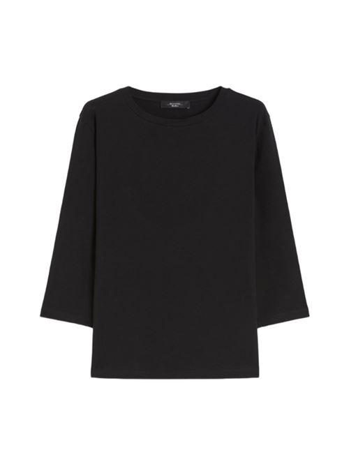T-shirt basic da donna in cotone elasticizzato, manica a 3/4, colore nero WEEKEND MAX MARA | 5946035106007