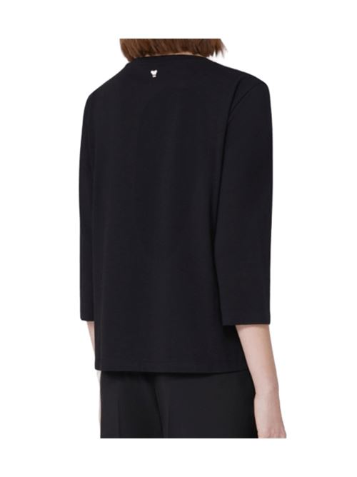 T-shirt basic da donna in cotone elasticizzato, manica a 3/4, colore nero WEEKEND MAX MARA | 5946035106007