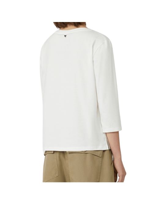 T-shirt basic da donna in cotone elasticizzato, manica a 3/4, colore bianco WEEKEND MAX MARA | 5946035106001