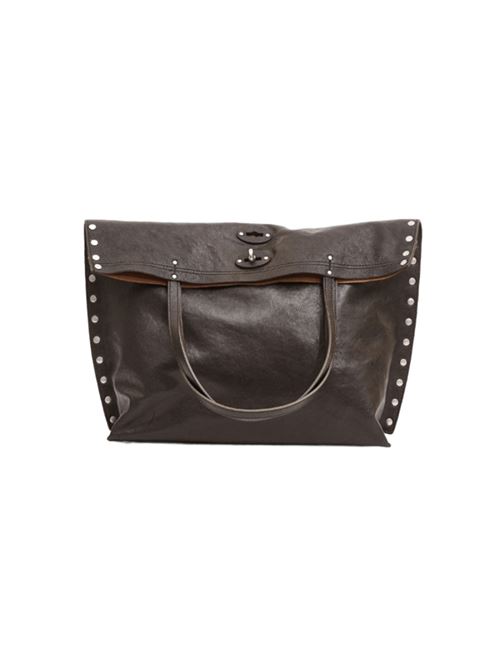 Borsa da donna a mano/spalla in pelle di agnello, colore brown carbon ZANELLATO | 06879000M210000Z1153
