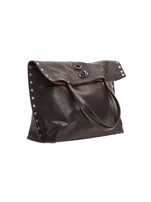 Borsa da donna a mano/spalla in pelle di agnello, colore brown carbon ZANELLATO | 06879000M210000Z1153