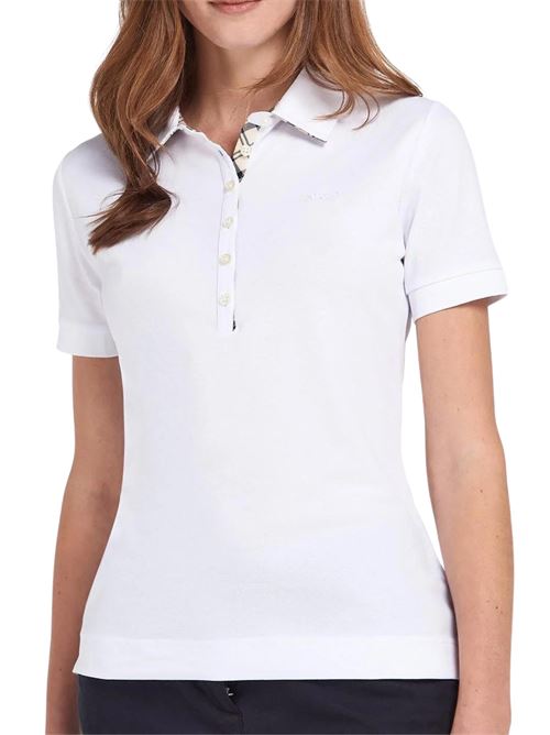Polo da Donna bianco con logo tono su tono BARBOUR | LML0634WH12