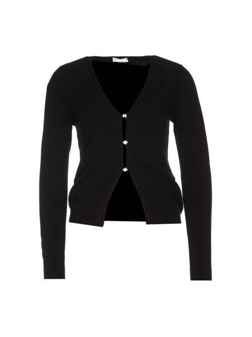 Cardigan Donna nero con bottoni a gioiello LIU JO | MAGLIERIA | WA4109-MS99E22222