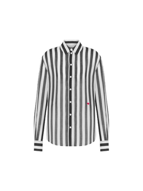Camicia donna a righe in cotone e seta bianca e nera MOSCHINO COUTURE | 02230544A2555