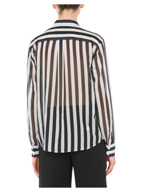 Camicia donna a righe in cotone e seta bianca e nera MOSCHINO COUTURE | 02230544A2555