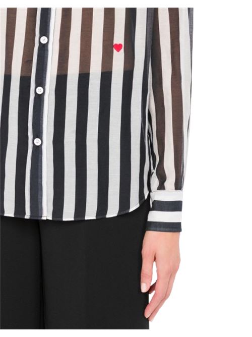 Camicia donna a righe in cotone e seta bianca e nera MOSCHINO COUTURE | 02230544A2555