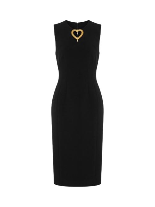 Abito tubinio donna nero con gioiello cuore davanti MOSCHINO COUTURE | 04150424A0555