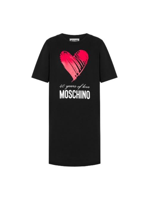 Abito corto donna nero con slogan 40 YEARS OF LOVE MOSCHINO COUTURE | 04270441A1555