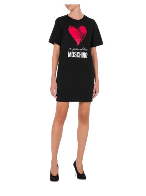 Abito corto donna nero con slogan 40 YEARS OF LOVE MOSCHINO COUTURE | 04270441A1555