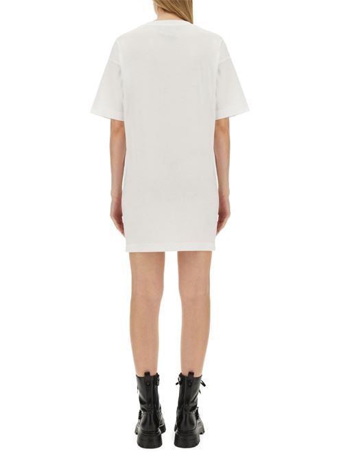Abito donna Bianco in cotone con logo e Teddy bear sul davanti MOSCHINO COUTURE | 0450205411001