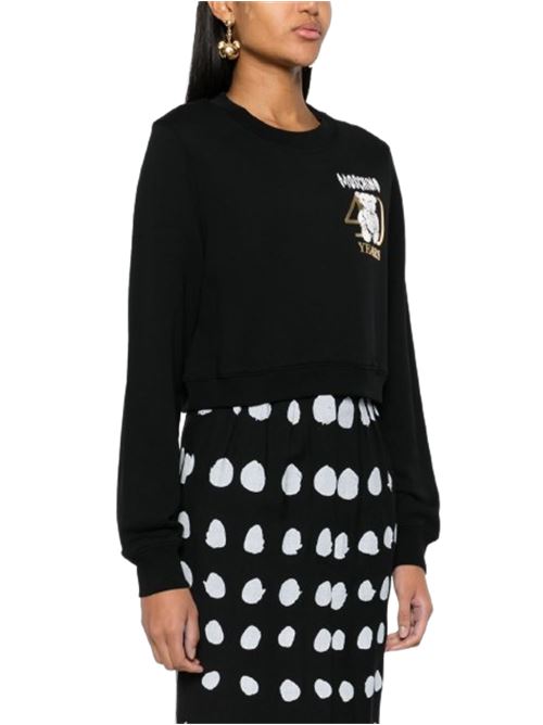 Felpa nera donna con stampa Teddy Bear sul petto anniversario 40 years MOSCHINO COUTURE | 17070428A1555