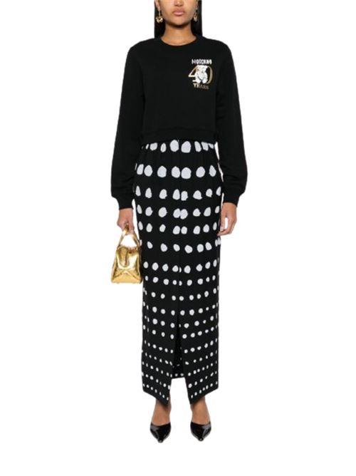Felpa nera donna con stampa Teddy Bear sul petto anniversario 40 years MOSCHINO COUTURE | 17070428A1555
