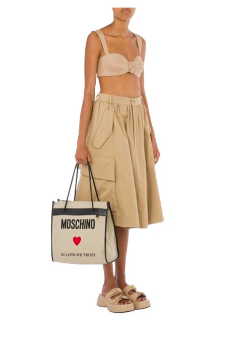 Borsa shipping in canvas   In Love We Trustbeige MOSCHINO COUTURE | 75328207A1081