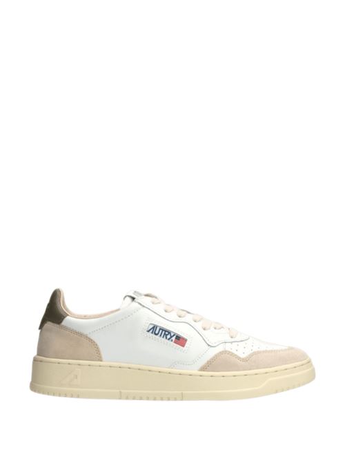 sneakers uomo pelle bianca/verde camoscio beige AUTRY | AULMLS77