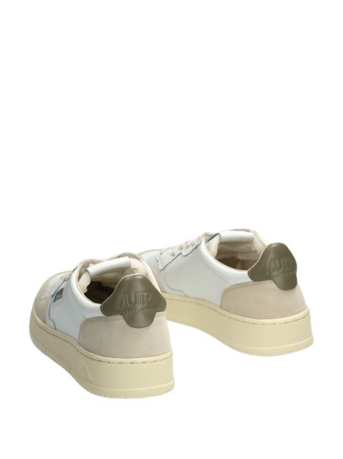 sneakers uomo pelle bianca/verde camoscio beige AUTRY | AULMLS77
