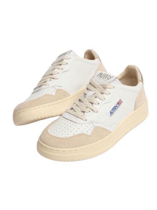 sneakers donna pelle bianca/oro camoscio beige AUTRY | AULWLS75