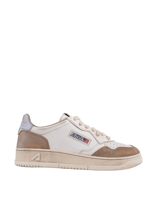 sneakers uomo super vintage pelle bianca/grigio camoscio cognac AUTRY | AVLMLS06