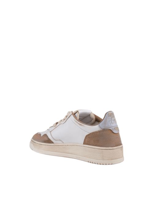 sneakers uomo super vintage pelle bianca/grigio camoscio cognac AUTRY | AVLMLS06