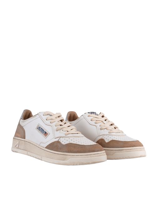 sneakers uomo super vintage pelle bianca/grigio camoscio cognac AUTRY | AVLMLS06