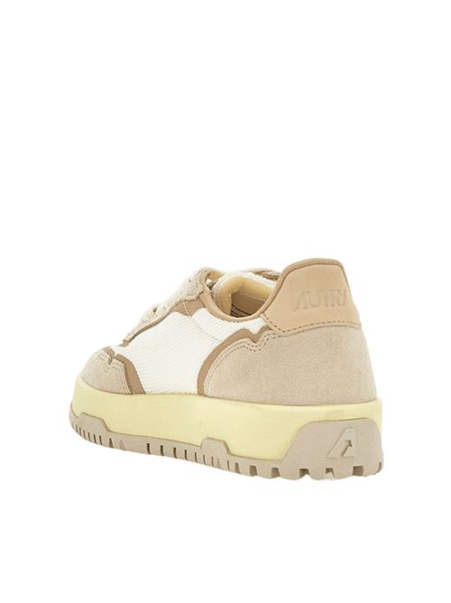sneakers donna tela bianca camoscio beige AUTRY | LDLMAK03