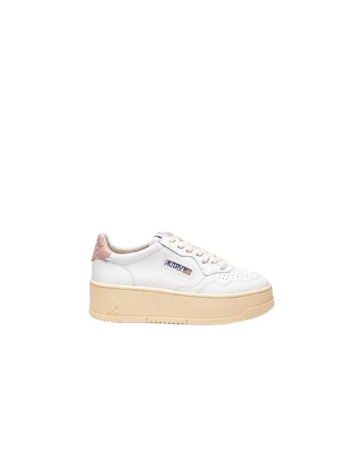 sneakers platform donna pelle bianca/rosa AUTRY | PTLWLL80