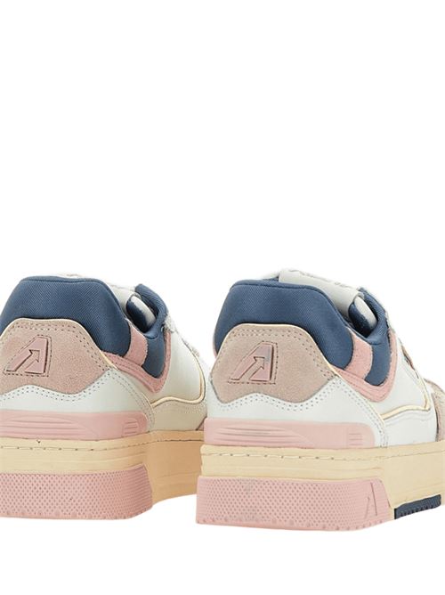 sneakers donna pelle bianca/rosa camoscio beige tela ottanio AUTRY | ROLWMC01