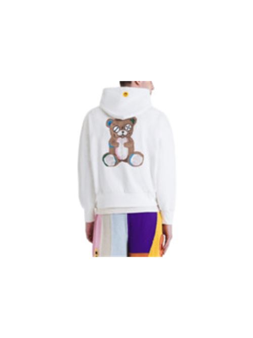 felpa uomo cappuccio orsetto cotone bianca BARROW | S5BWUAHS151002