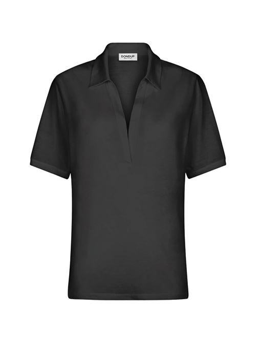 Polo donna scollo V misto modal e seta nero DONDUP | DS022JF0349DXXX999