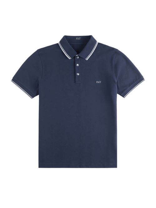 polo uomo cotone piquet stretch blu FAY | POLO | NPMB250144STDWU806
