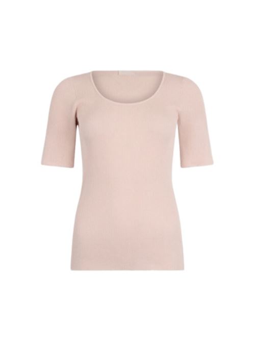 maglia donna manica corta costina misto viscosa rosa pallido LIU JO | MAGLIERIA | WA5126-MAG8721206