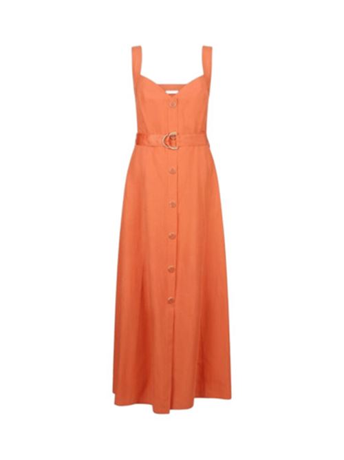 abito donna lungo bottoni misto lino terracotta LIU JO | ABITI | WA5312-T481871446