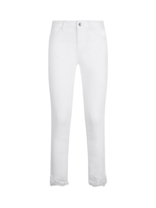 pantalone donna 5 tasche uncinetto cotone bianco LIU JO | PANTALONI | WA5457-T4033M9603