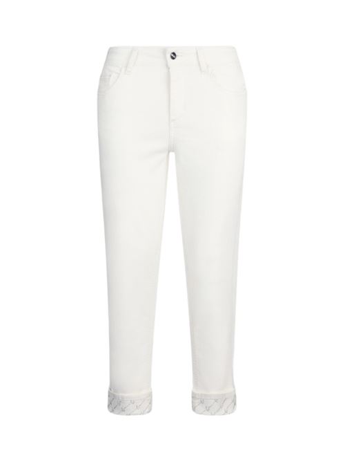 Pantaloni donna cropped risvolto cotone stretch bianchi LIU JO | PANTALONI | UA5006-T259410701