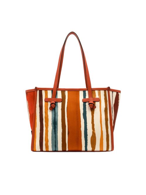 borsa shopping righe cotone corallo GIANNI CHIARINI | 6849BLR714
