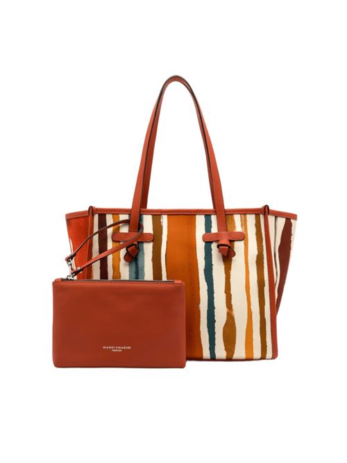 borsa shopping righe cotone corallo GIANNI CHIARINI | 6849BLR714
