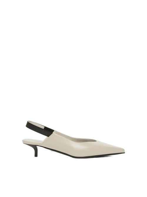 scarpa donna slingback nastro logato pelle cemento MAX MARA | SCARPE | 14521111135034