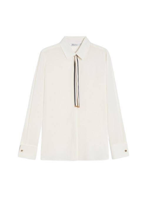 camicia donna cravattino bottone gemello seta bianco MAX MARA | 11111061124001